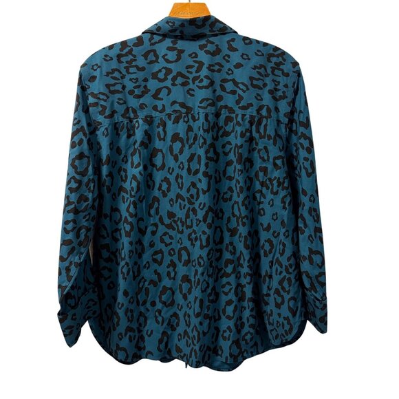 Chicos Teal & Black Leopard Print Button-Up Shirt Size 14 women shirt - Picture 9 of 12